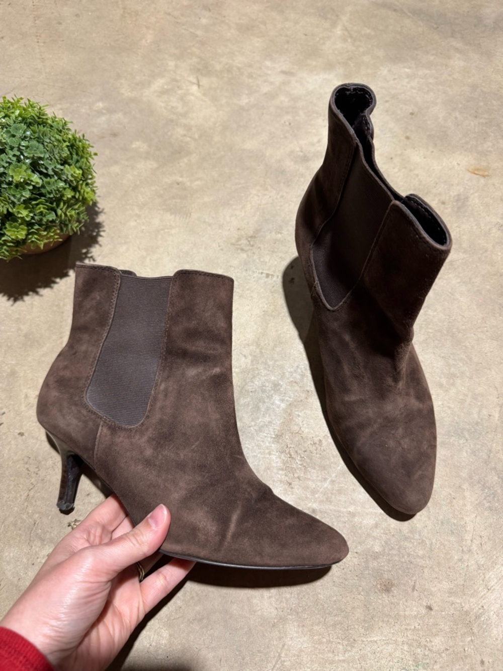 Ralph Lauren Brown Ankle Boots Leather Suede Kitten Heel Classic Fall Women 8